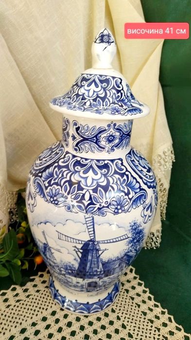 Съд с капак Делфтска керамика