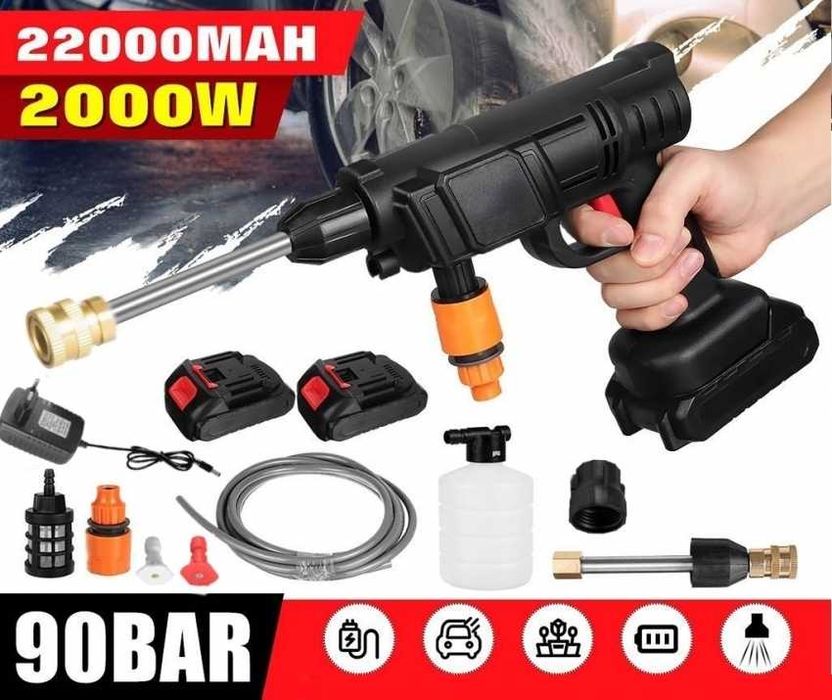 Преносима акумулаторна водоструйка 2000W 90BAR с две батерии