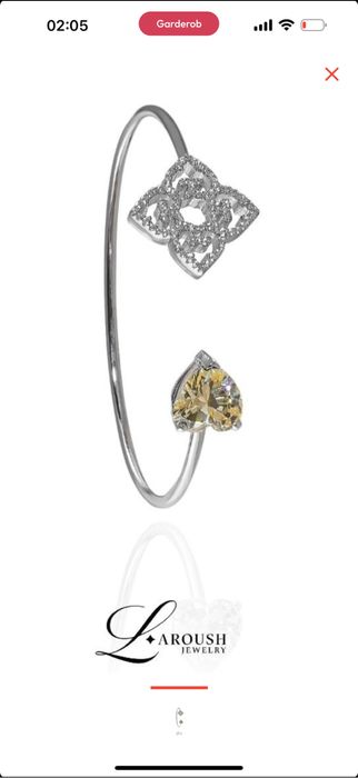 Браслет Laroush Jewelry серебро с желтым камнем