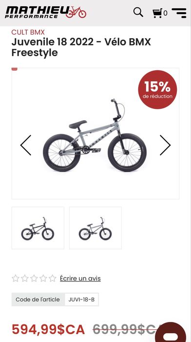 Bicicleta BMX Cult Juvenile
