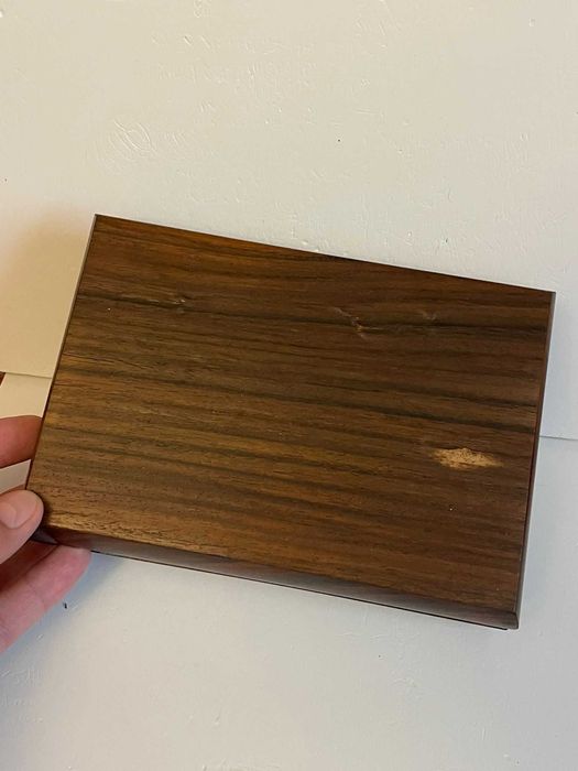 CUTIE BIJUTERII LEMN Nuc + ARGINT 925 - MIDAS - Caseta - Vintage !