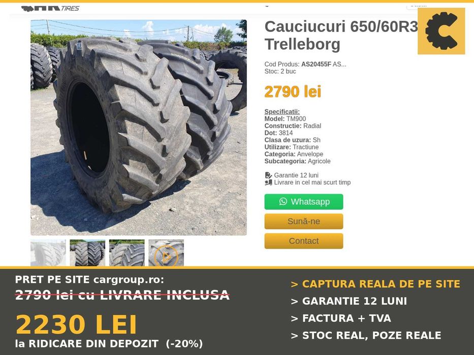 Cauciucuri 650/60R34 Trelleborg TM900 Anvelope Tractor PERECHE SH