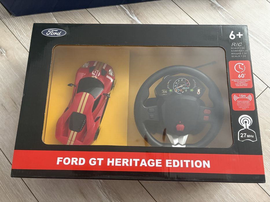Чисто нова количка Mappy Ford GT Heritage Edition, С дистанционно управление, Мащаб 1:24, Червен.