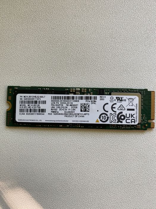 SSD Samsung 512GB M2  NVMe, PCIe 3.0 x4