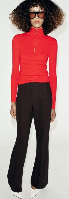 Панталони  zara зара  кожа, деним, лен