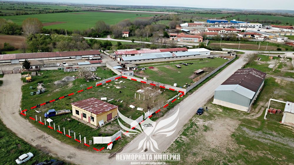 Продавам парцел 1709кв сграда 100кв промишлена зона север село Болярци