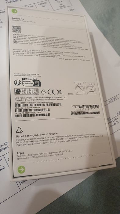 Iphone 17 Pro Orange Nou Sigilat Factura Garantie 2 ani