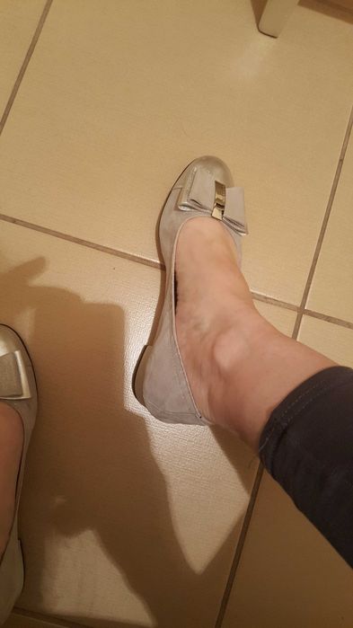 Pantofi fri piele italienesti + balerini aurii