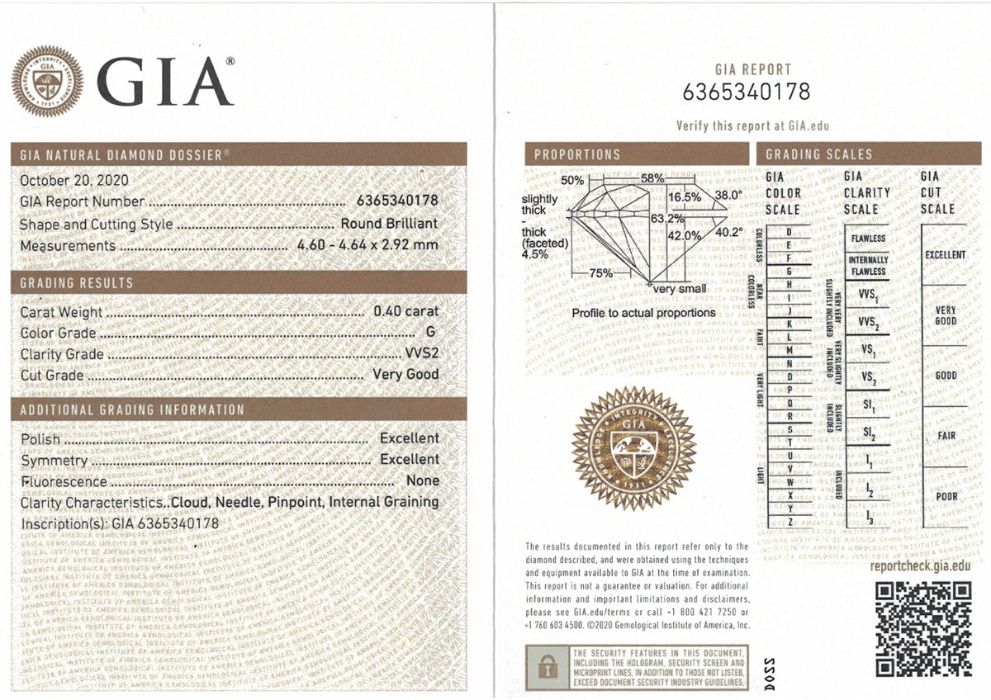 Сертифициран Естествен Диамант GIA IGI 0,40ct. G/VS Скъпоценен Камък