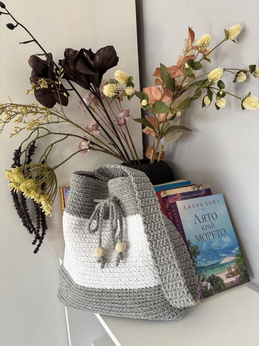 Плетени чанти от памучно и полиестерно макраме