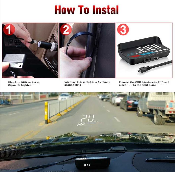 Бортовой компьютер - HUD M7 OBD2 + GPS - многофункциональный оригинал