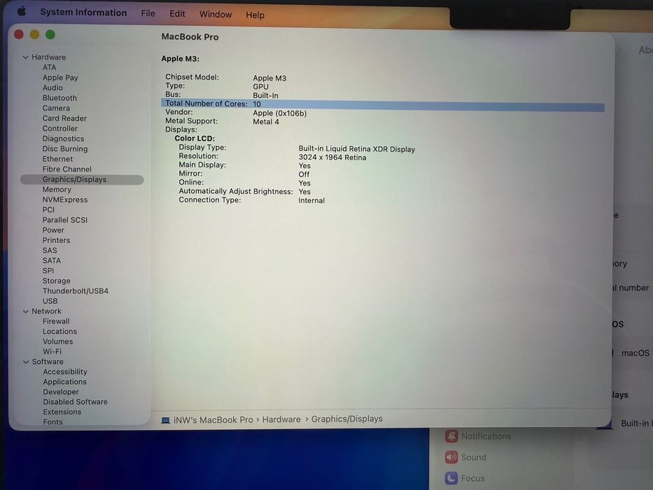 MacBook Pro 14" M3 8-CPU, 10-GPU, 8GB RAM, 512GB SSD