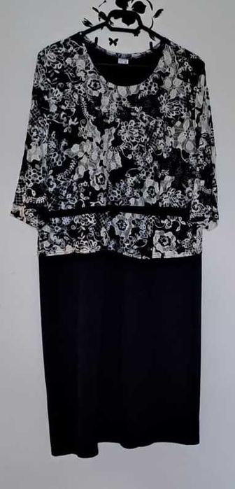 Rochie cu dantela cu  peplum, noua, marimea 48 - 50,culoare bleumarin