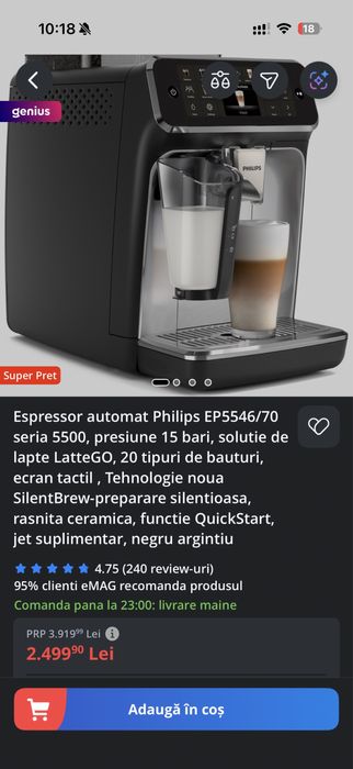 Vand espressor automat Philips LatteGo 5500