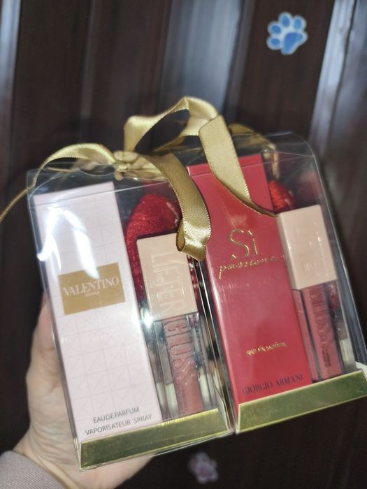 Set cadou pentru femei parfum+ruj Maybelline + inimioara de plus