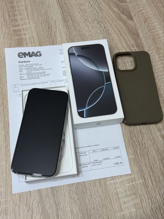 iPhone 16 Pro Max, White Titanium,256 gb memorie,Impecabil