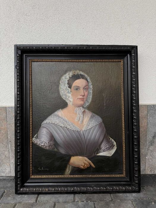 Pictura portret de doamnă în costum de epocă