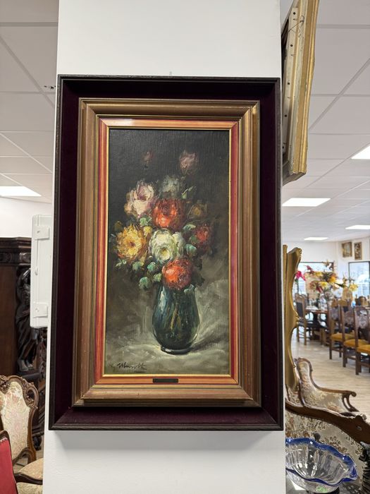 Tablou Pictură în Ulei pe Pânză – Natură Statică cu Flori