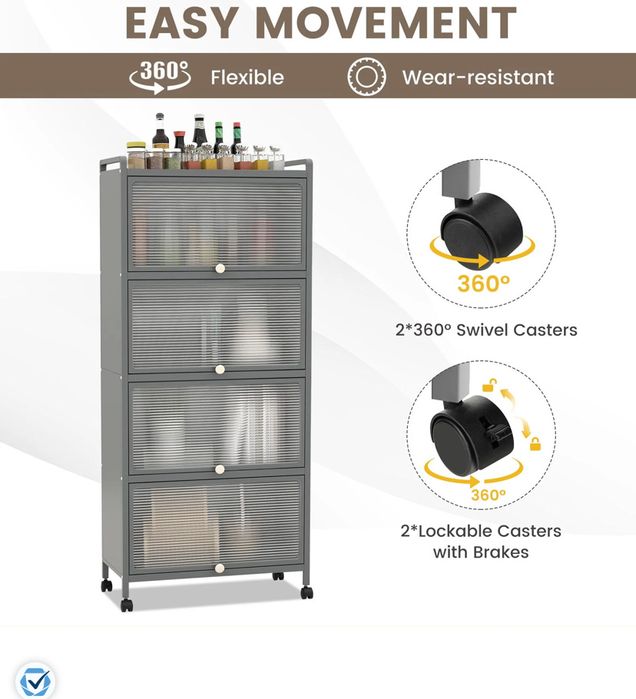 Метален кухненски шкаф на колелца costway