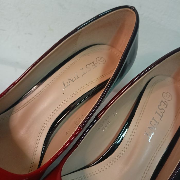 Pantofi Office/Elegant Estiny - Efect Ombré Roșu & Negru mărimea 37