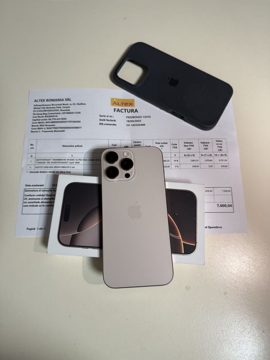 iPhone 16 Pro Max 256GB Desert,Factura Garantie 5G,17 Pro, 16 Pro