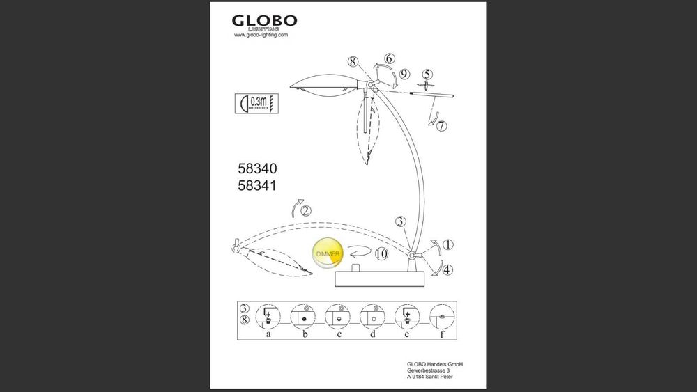 Veioza Birou inox cu variator  nickel 43,5 cm, 1 x R7S, 78mm, 80W