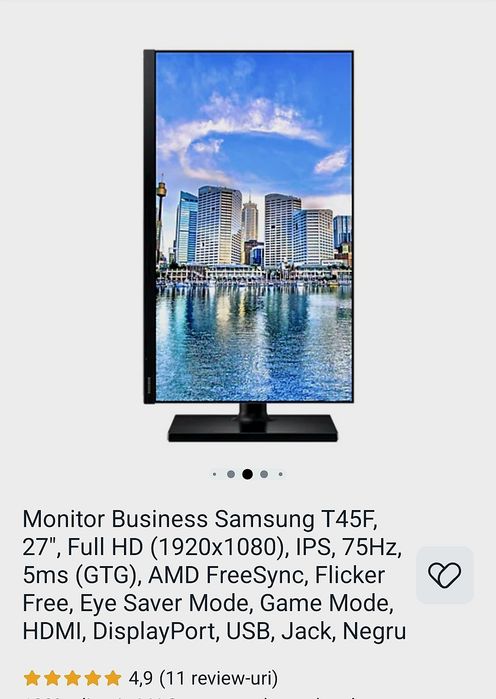 clasa profi TFT de 27"  Samsung S27A400 uju / T27F45- rezolutie Full HD-  Like NEW