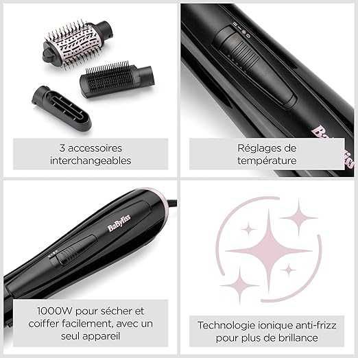 BaByliss STYLE SMOOTH 1000 AS128E четка за коса с горещ въздух/маша