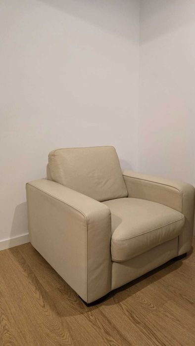 Canapea piele naturala extensibila Mobexpert + fotoliu + taburet gama POLO