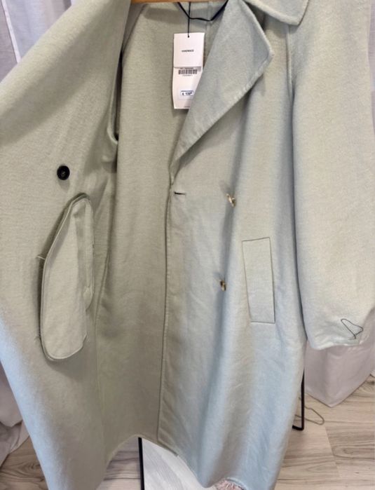 Palton de primăvară de lana turquoise pal double breasted Zara mas XS