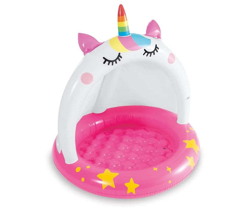 Бебешки надуваем басейн Intex Unicorn, 102 x 102 см със сенник