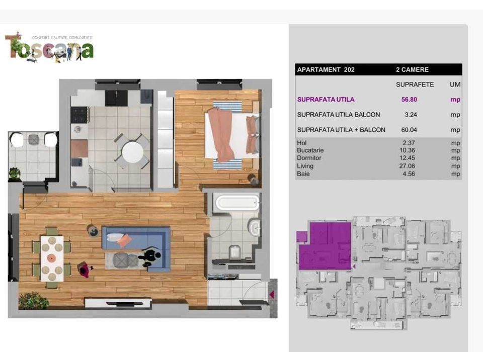 Apartament vanzare 2 camere Otopeni - Toscana Residence Park