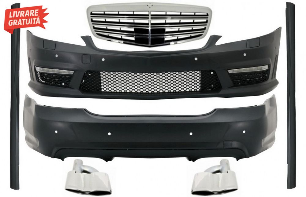 Pachet Exterior Complet Mercedes S-Class W221 (2005-2011) cu Grila Chr