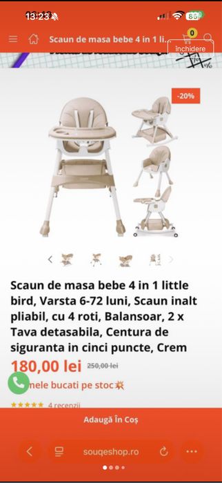 Scaun de masă bebelusi