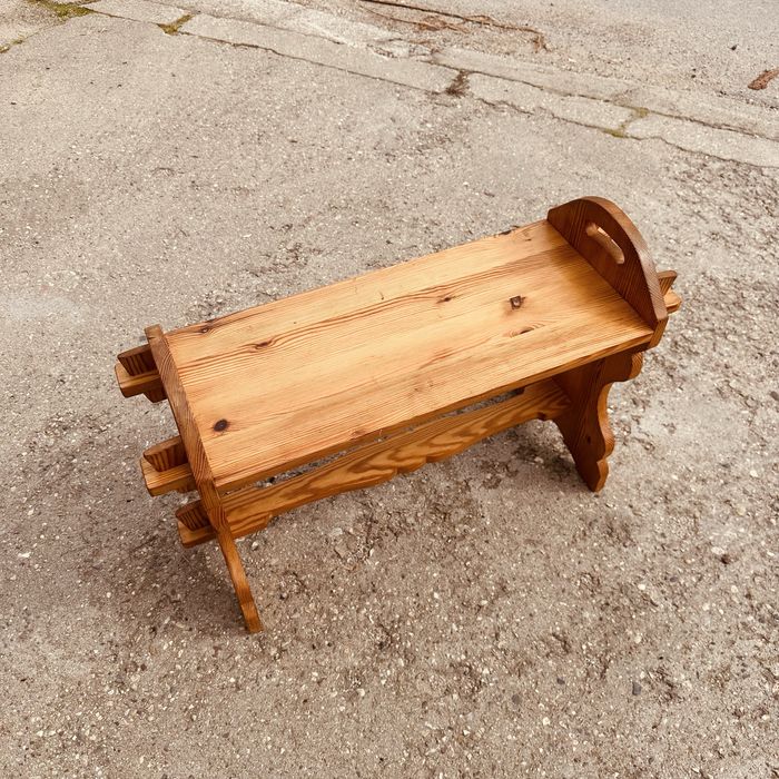 Рустик масивна дървена пейка – алпийски стил, 75 см