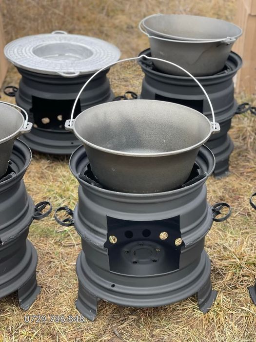 Ceaun din fontă  soba model pirostrie  Disc taler  grill