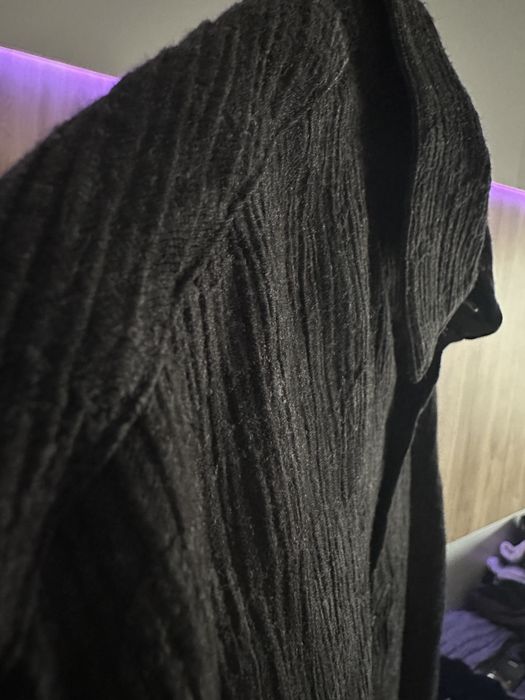 Premium черна риза с релефна текстура | Нова | M–L