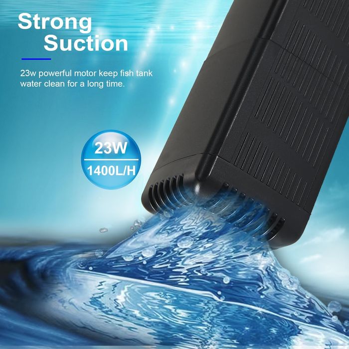 Вътрешен филтър за аквариум с 4-степpенна гъбена филтрация силно засму