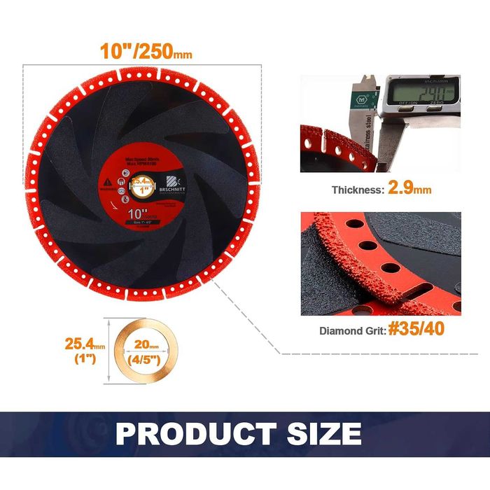 Disc Tăiere Diamantat 250mm – Heavy Duty – Metal, Inox, Beton