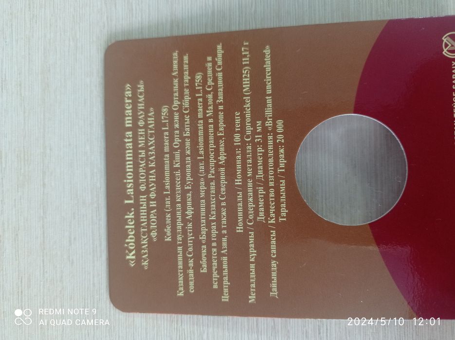 Бабочка kobelek монета