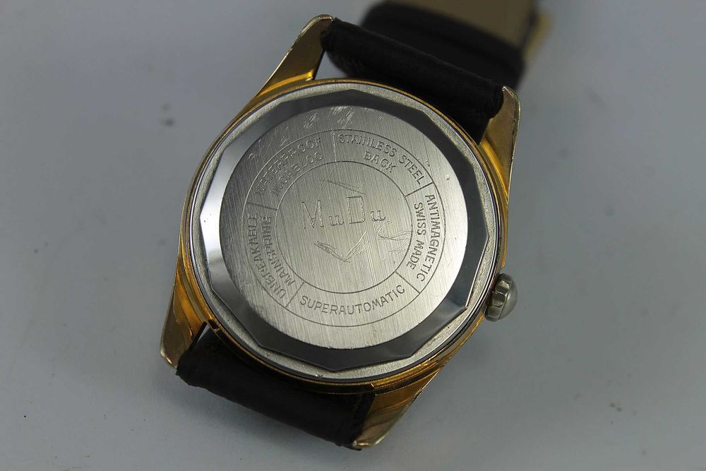 MuDu Doublematic SuperAutomatic Рядък Швейцарски Позлатен Часовник