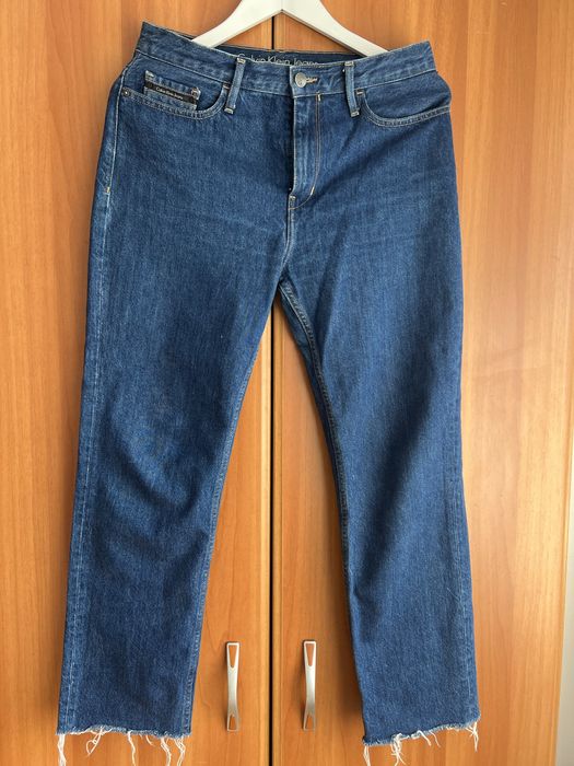 Blugi eleganti, bleumarin, de la Calvin klein Jeans, marimea 30x32, straight ankle, high-rise
