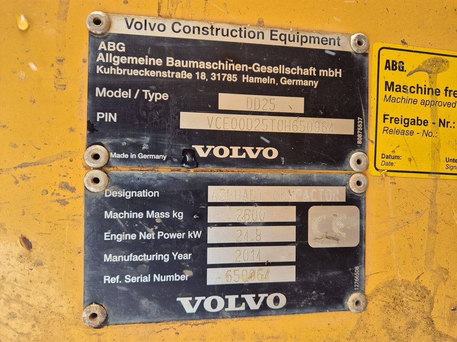 Cilindru compactor volvo dd25w de 1.2m lățime tambur