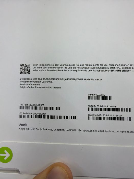 Macbook Pro 14 64/2Tb m5 Max