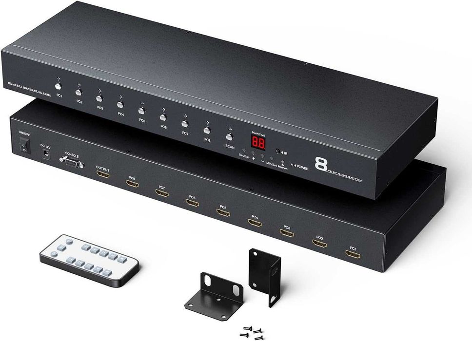 Comutator Switch HDMI 4K60Hz 8 porturi 8în1 RS232 HDCP2.2 telecomanda