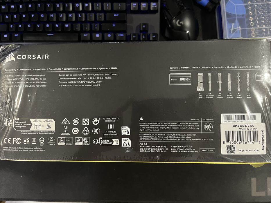 Sursă Corsair RM850x (2024) 850W ATX 3.1 Cybenetics Gold – sigilată