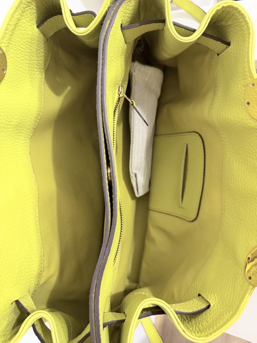 Geantă piele naturală verde lime, model Hermès Evelyne/Birkin, cu bareta