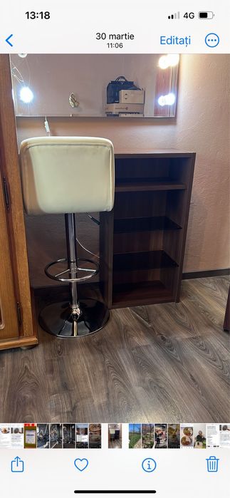Scaun reglabil din piele si mobilier complet salon make up