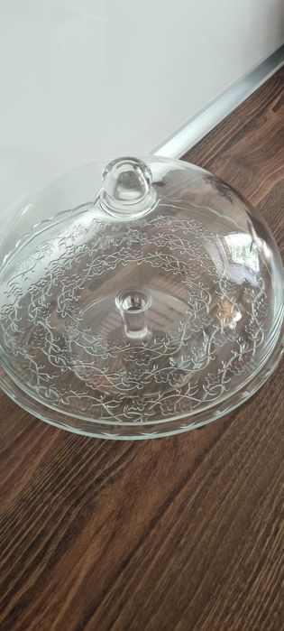 Стъклен поднос с капак/плато с капак на столче