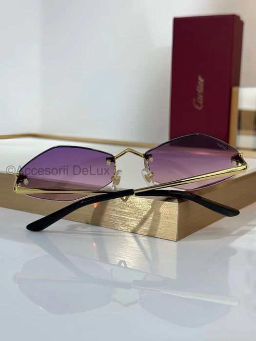 Ochelari de Soare Cartier CT0433S Noi Full Box Panthere [Verificare Colet] Gold/Violet